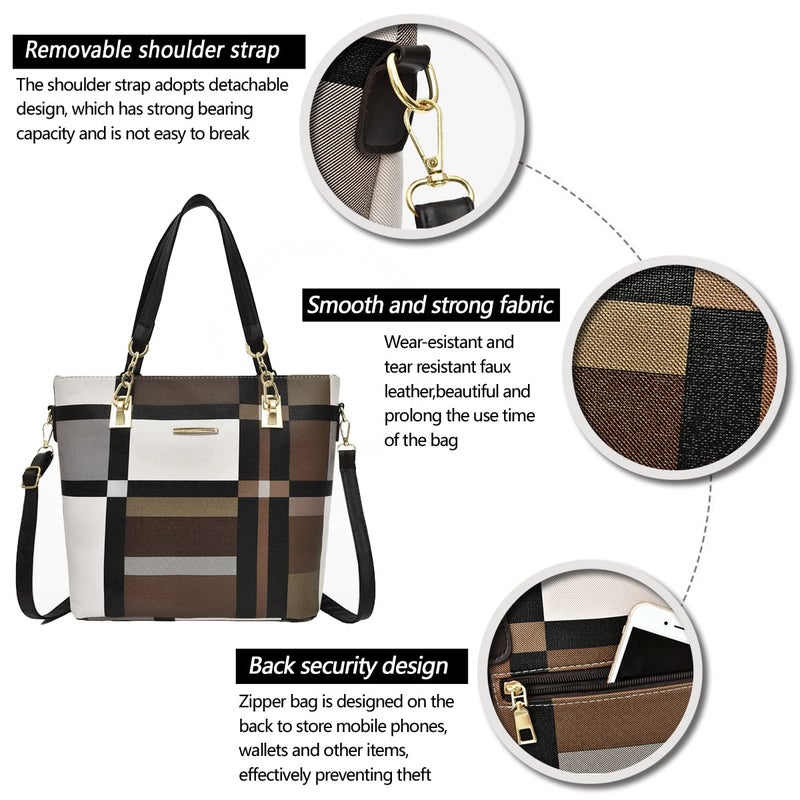 2E-youth Designer Purses and Handbags For Women Satchel Shoulder Bag Tote Bag For Work Clutch Purses (Brown) - Image 5